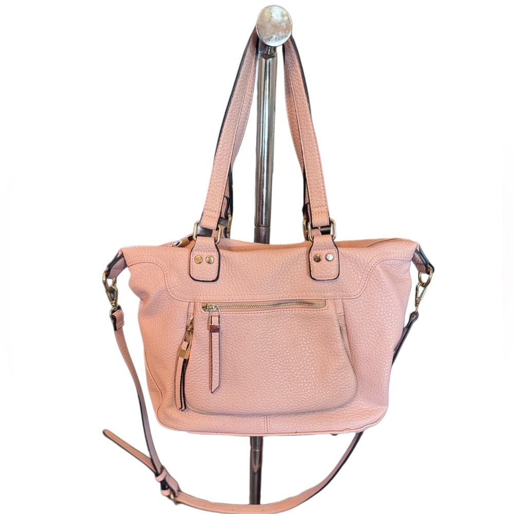 Urban Expressions Pale Pink Vegan Leather Crossbody Tote /satchel. EUC